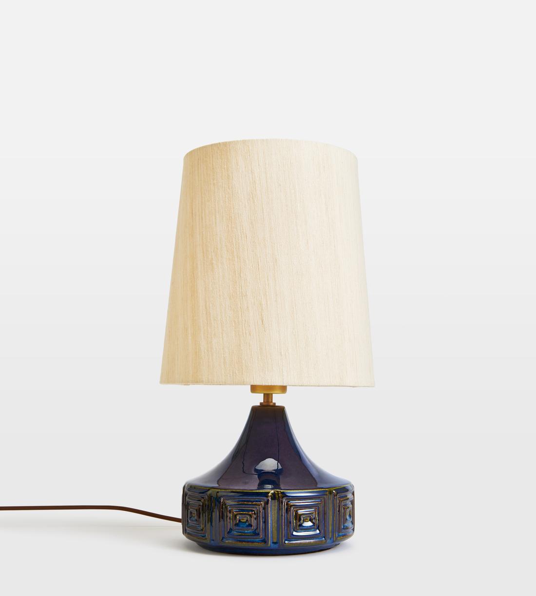 Small Ceramic Table Lamp with Linen Shade - Erhaus product image 1