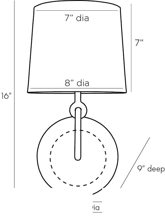 Giles Wall Sconce 44749-554 technical dimension drawing