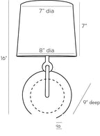 Giles Wall Sconce 44749-554 technical dimension drawing