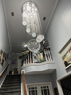 K9 Crystal Raindrop Globe Spiral Chandelier for Entryway and Staircase