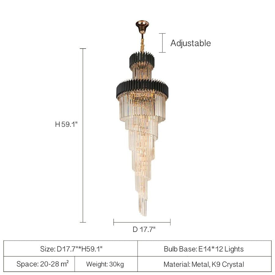 Spiral Crystal Chandelier for Foyer / Staircase