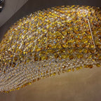 Italian Modern Light Luxury Round / wavy Crystal Chandelier Decorative Light for Living Room / dining Room