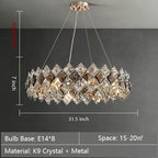 Prismatic Crystal Chandelier for Living Room Dining Room Ceiling Light