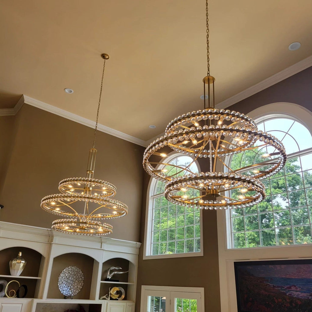 Modern 2 / 3 Ring Glass Ball Chandelier for Low-Ceiling