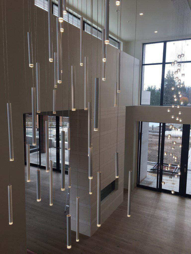 Brillia Round Two-Tone Tubular Pendant Light Chandelier