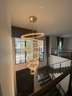 Modern Front Entryway Chandelier 3 / 4 / 5 / 6 / 7 Rings Crystal Gold / Chrome Finish Ceiling Lamp