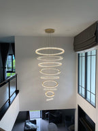 Modern Front Entryway Chandelier 3 / 4 / 5 / 6 / 7 Rings Crystal Gold / Chrome Finish Ceiling Lamp