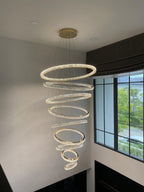 Modern Front Entryway Chandelier 3 / 4 / 5 / 6 / 7 Rings Crystal Gold / Chrome Finish Ceiling Lamp