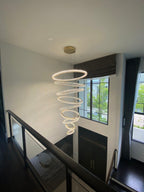 Modern Front Entryway Chandelier 3 / 4 / 5 / 6 / 7 Rings Crystal Gold / Chrome Finish Ceiling Lamp