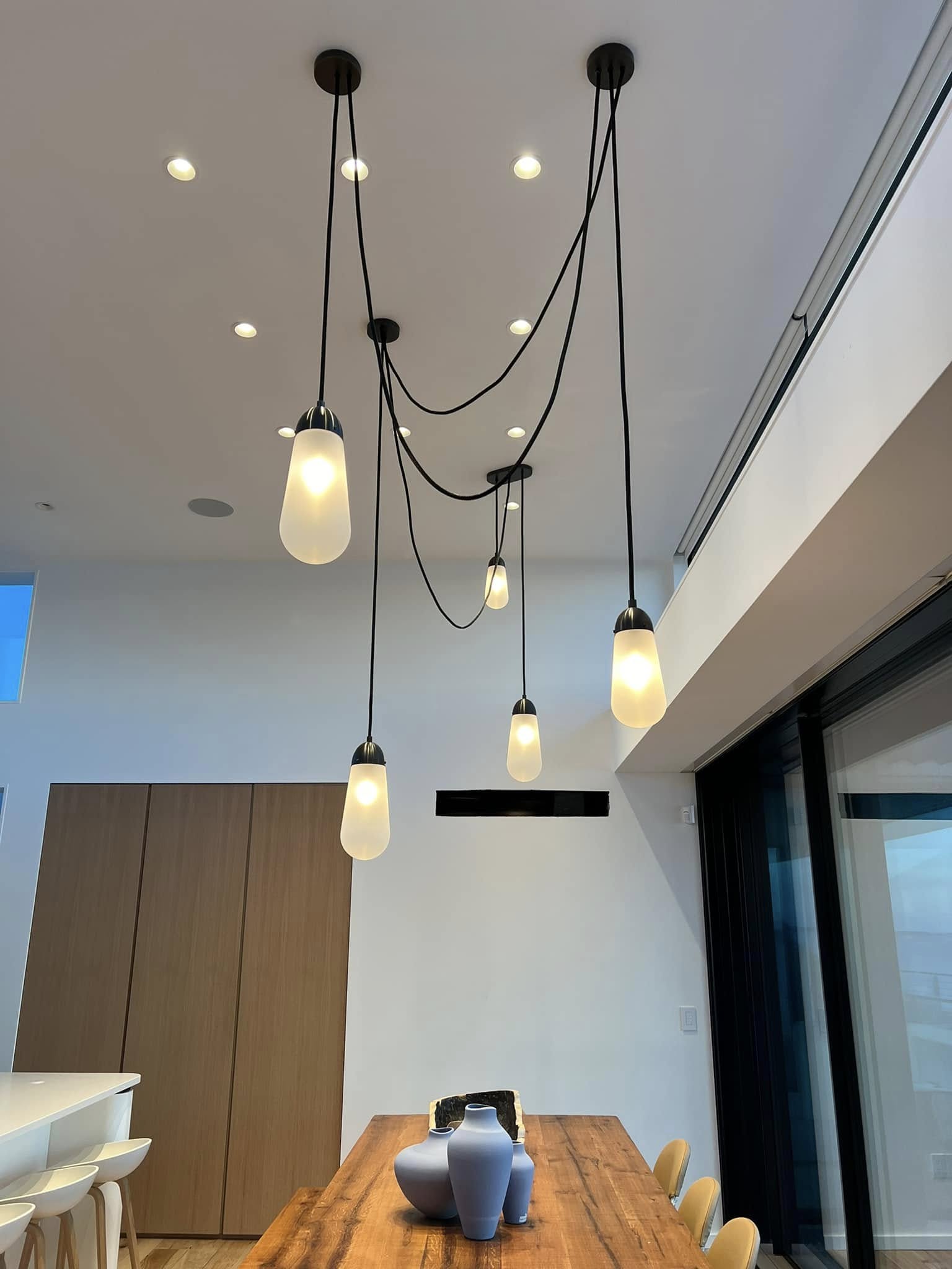 Modern Floating Pears-Inspired Frosted Glass Pendant for High-Ceiling