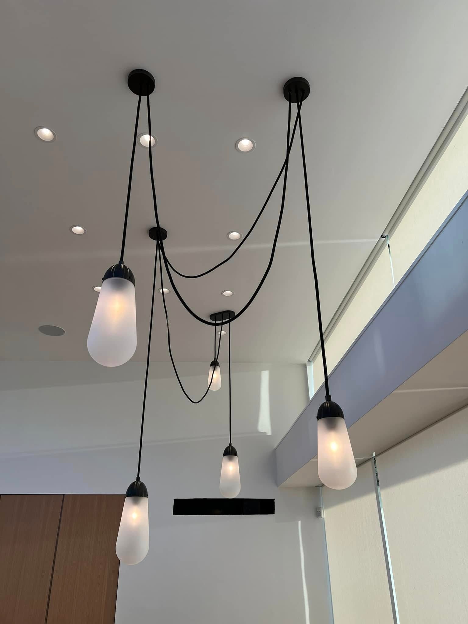 Modern Floating Pears-Inspired Frosted Glass Pendant for High-Ceiling