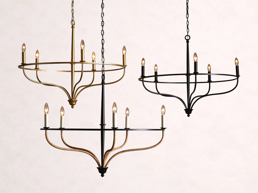 Rosalind Rattan Chandelier in Black