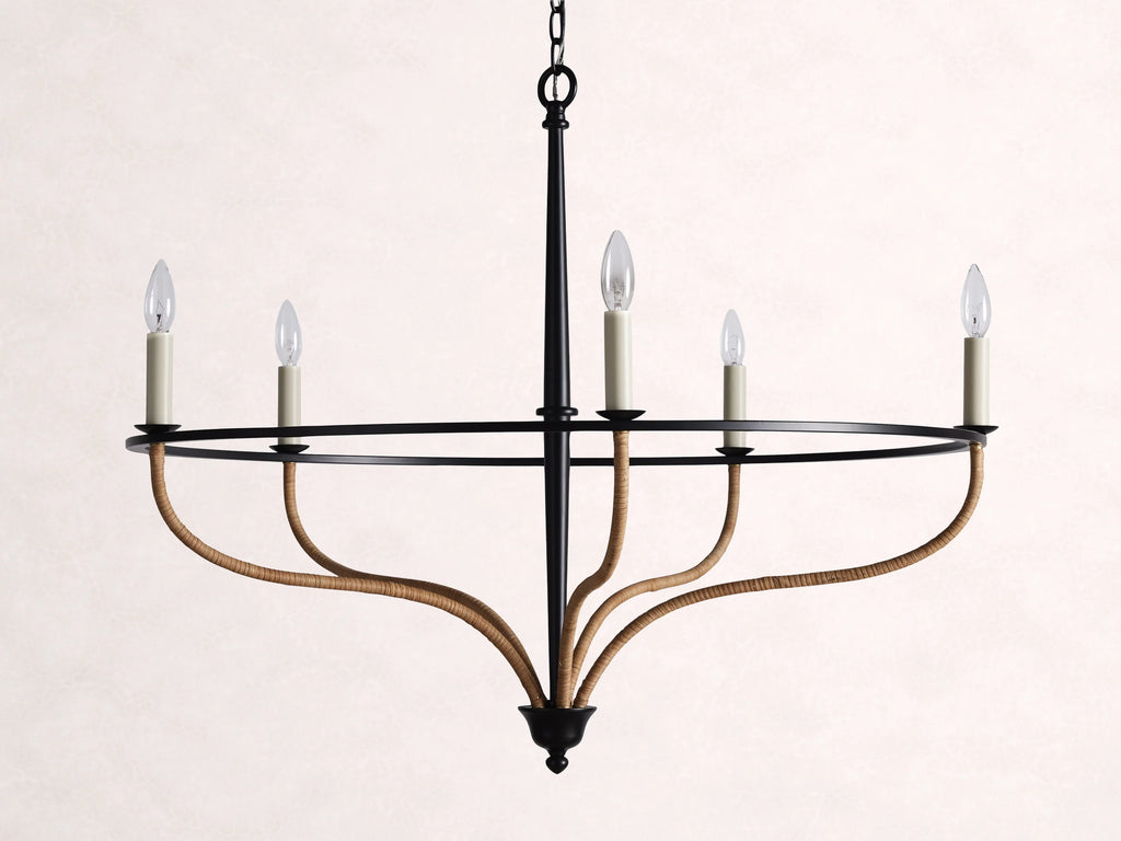 Rosalind Rattan Chandelier in Black