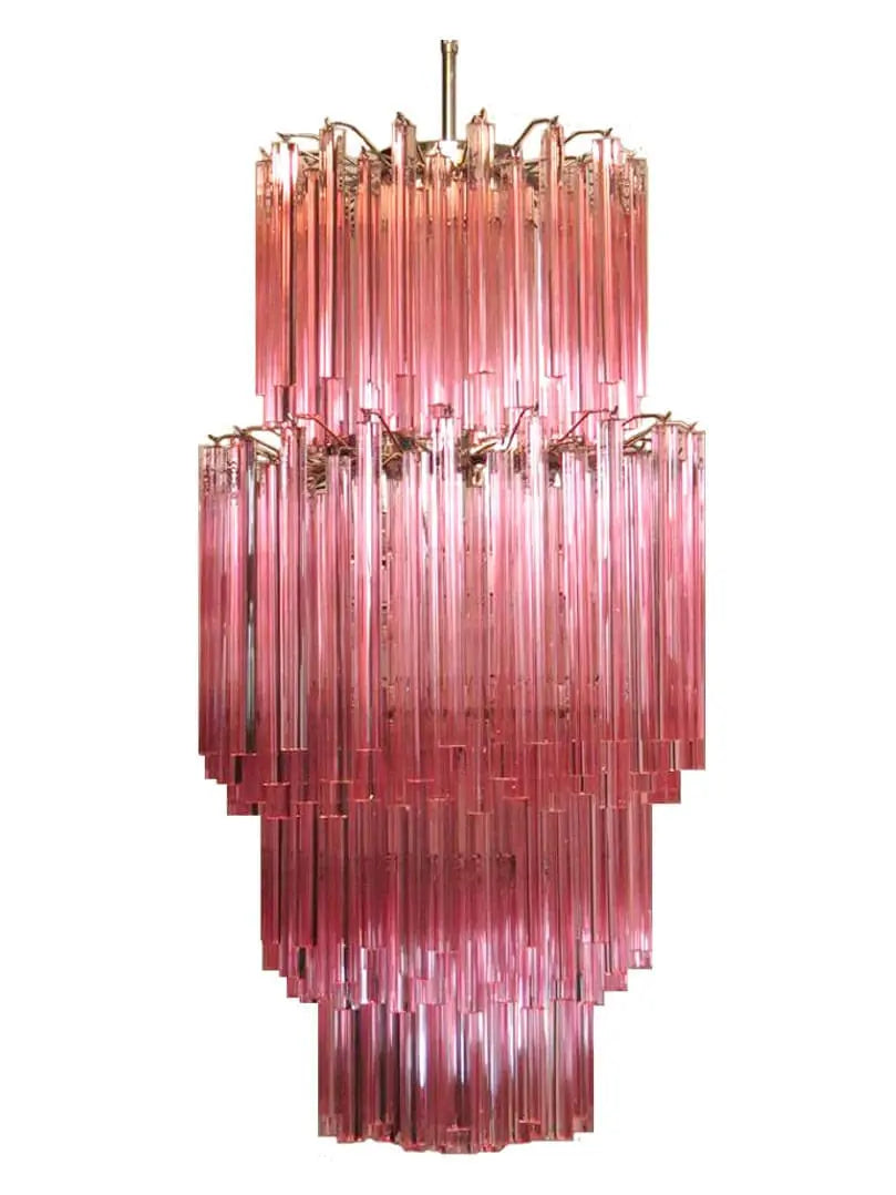 Murano Glass Chandelier – Triedri – Pink – 242 Prisms