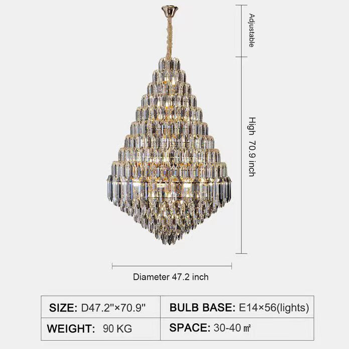 Staircase / foyer Chandelier with High Clarity Crystals Luxury Ceiling Light