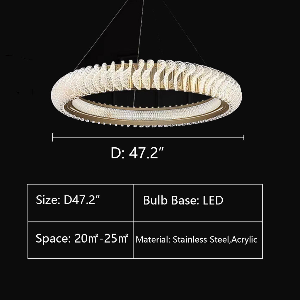 Extra Large Tiers Modern Stainless Steel Ring Chandelier for Living Room / foyer / big Entrys