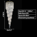 Extra Large Spiral Tiered Long Crystal Chandelier Luxury Crystal Tassel Light for Staircase / entryway