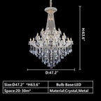 Extra Large French Candle Crystal Branch Chandelier for Foyer and Staircase