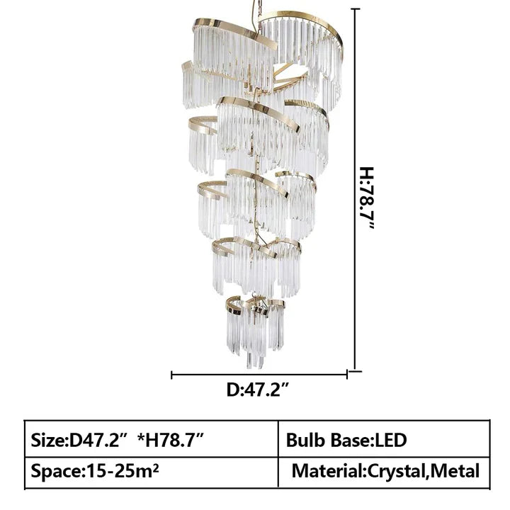 Oversized Modern Designer Creative Multi-Tiered Luxury Spiral Crystal Chandelier for