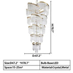 Oversized Modern Designer Creative Multi-Tiered Luxury Spiral Crystal Chandelier for