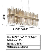 Modern Antique Brass Finish Round & Rectangle Glass Tube Chandelier – High-Quality Materials