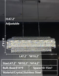 Stunning Modern Rectangle Ceiling Light Crystal Chandelier for Dining Table / coffee Table / living Room /