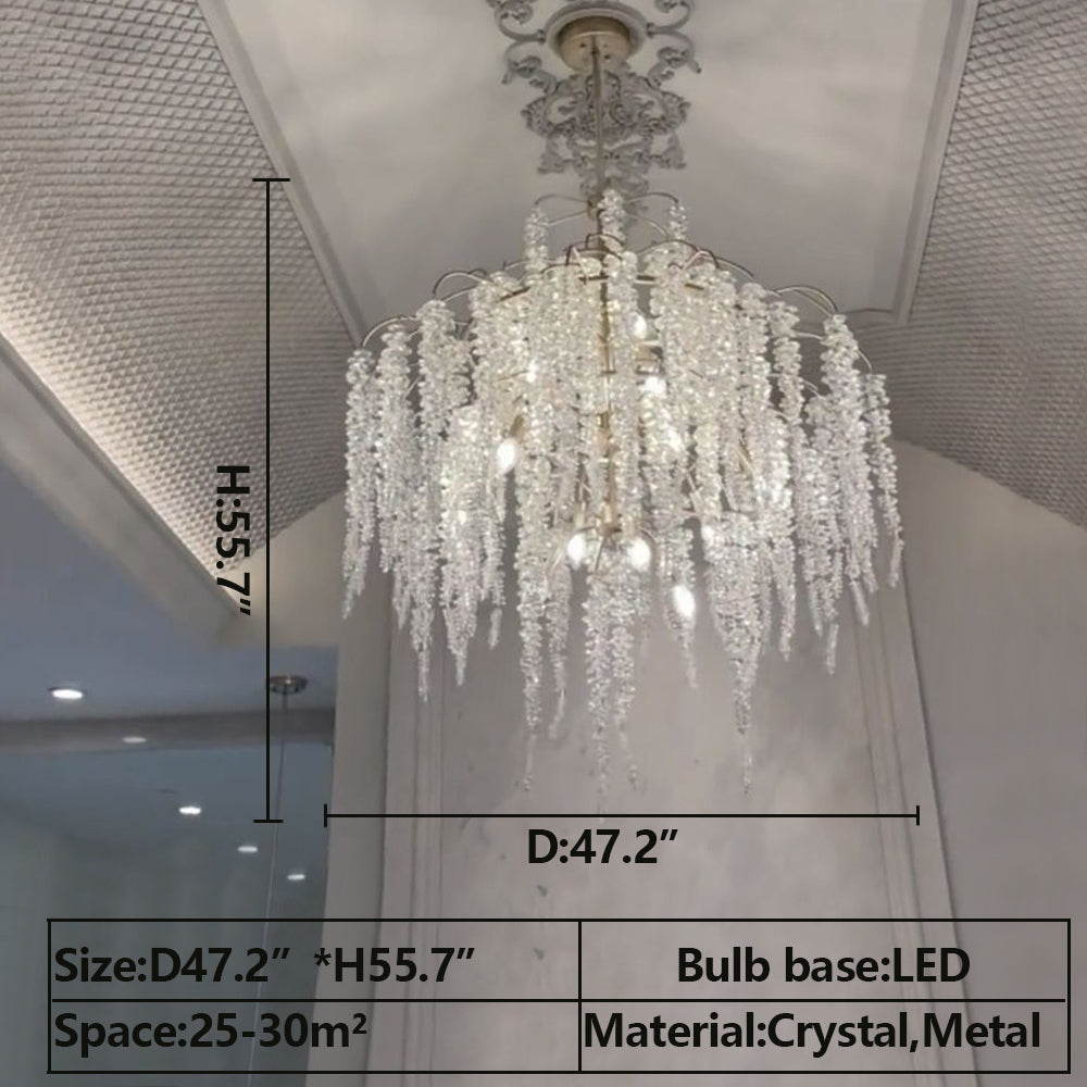 Light Luxury Silver Flower Branch Chandelier with Icicle Details