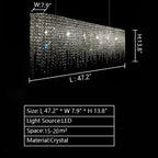Tassel Crystal Dining Room Chandelier Rectangle Ceiling Light for Kitchen Island