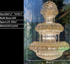 Golden Era Oversized 3-Tiered Art Empire Crystal Chandelier Traditional Luxury Foyer / hallway Ceiling Light