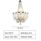 Designer Models Oversized Aluminium Long Tassel Pendant Chendelier for Large Living Room / staircase / villa