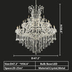 Oversized European Chrome Classic Candle Branch Crystal Chandelier for 2-Story / duplex Buildings