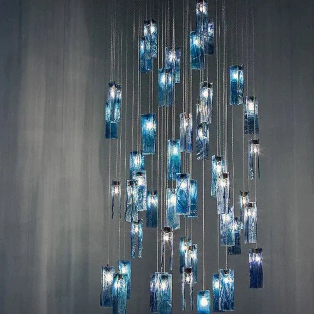 Art Design 1 / 25 / 60 / 84-Light Colorful Rectangle Cluster Glass Tile Pendant / chandelier