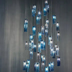 Art Design 1 / 25 / 60 / 84-Light Colorful Rectangle Cluster Glass Tile Pendant / chandelier