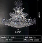 Luxury Empire-Shaped Floral Crystal Chandelier with K9 Crystal Finish for Foyer and Living Room