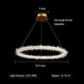 Modern 3-Ring Round K9 Crystal Chandelier with Steel Wire Finish for Living Room Bedroom