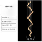 Post-Modern Extra Large Duplex Revolving Staircase Pendant Decoration Chandelier
