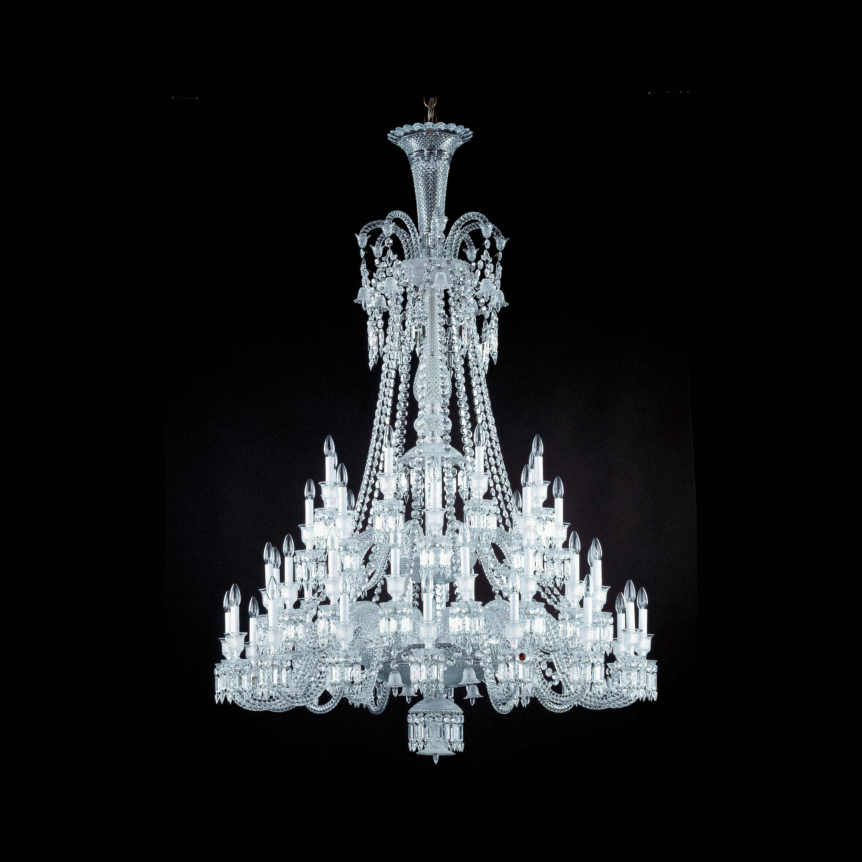 Light Luxury Classic Long Version Tiered Candle Light Crystal Chandelier for High-Ceiling Rooms / living Room