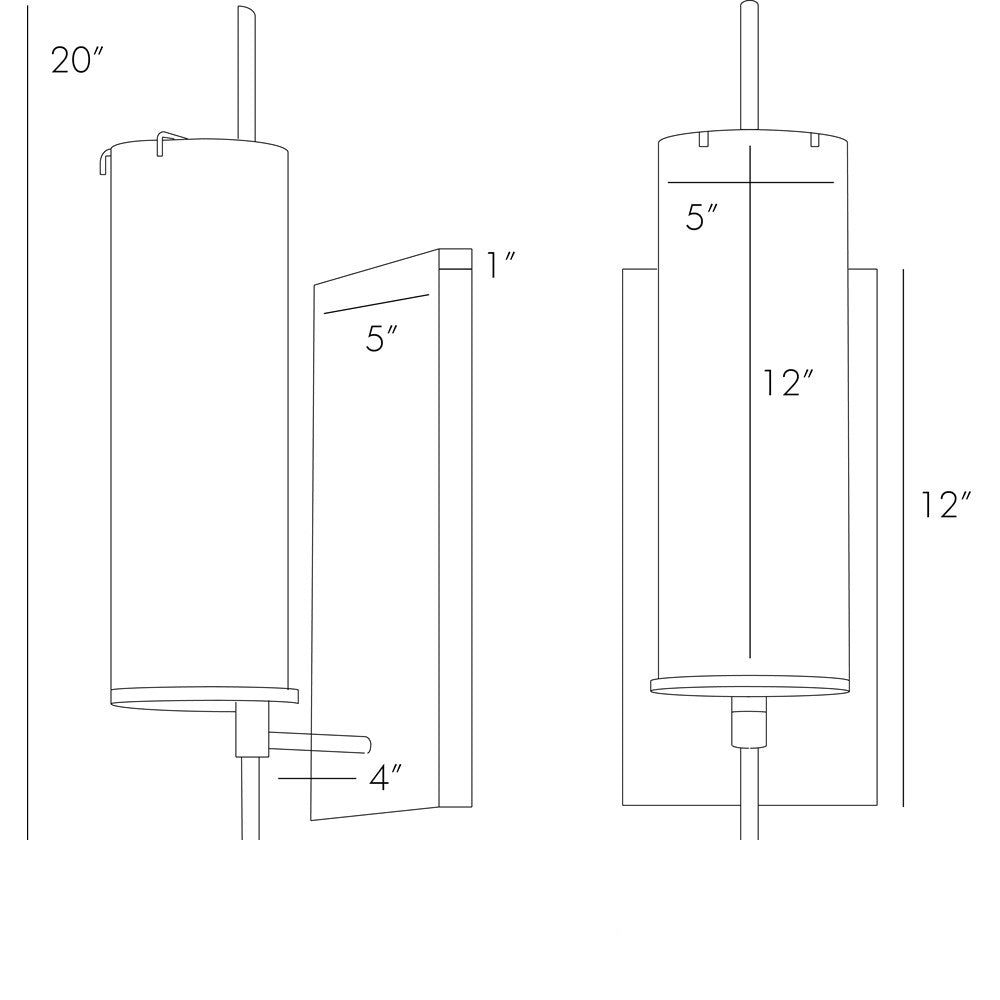 Stefan Wall Sconce 49006 technical dimension drawing