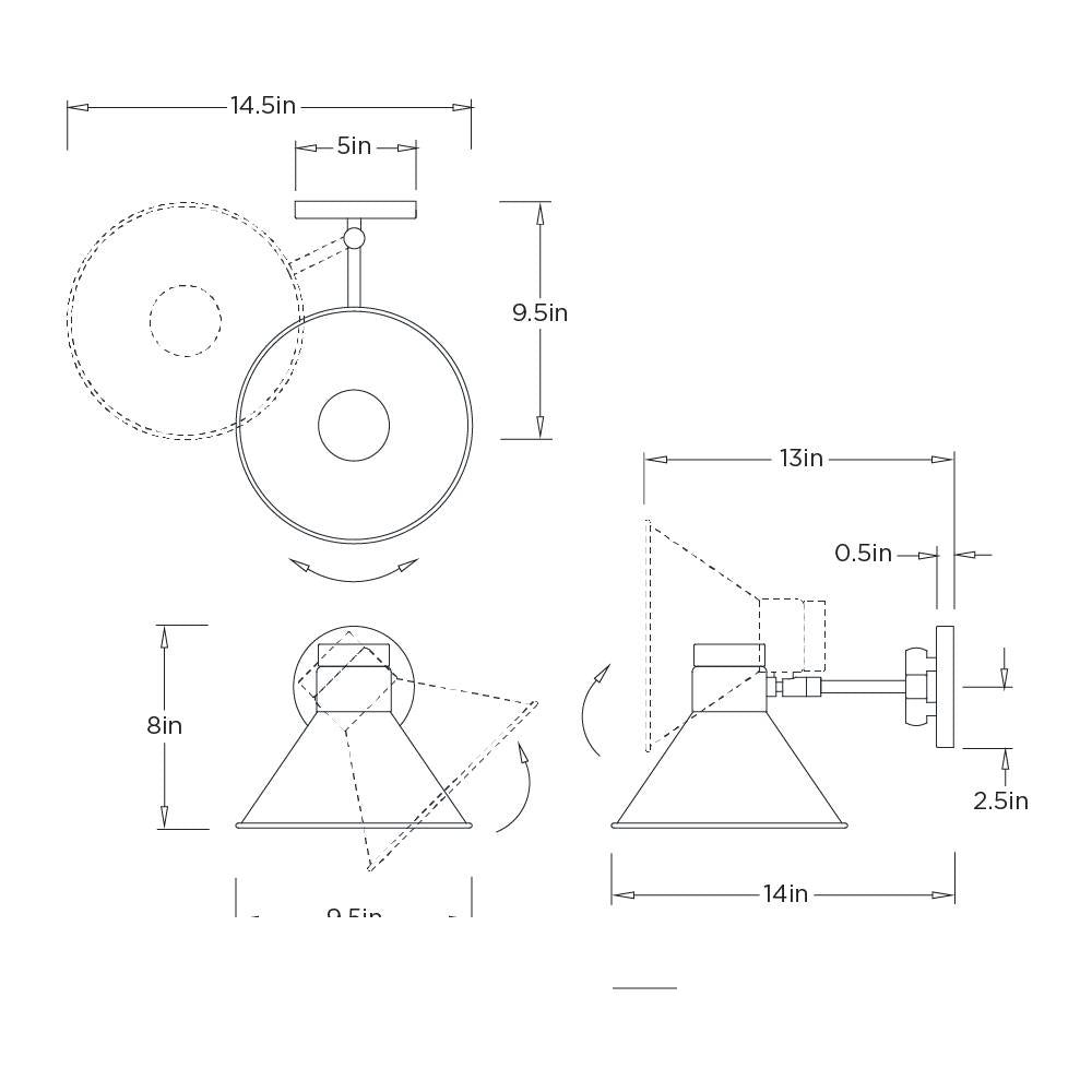 Lane Wall Sconce 49204 technical dimension drawing