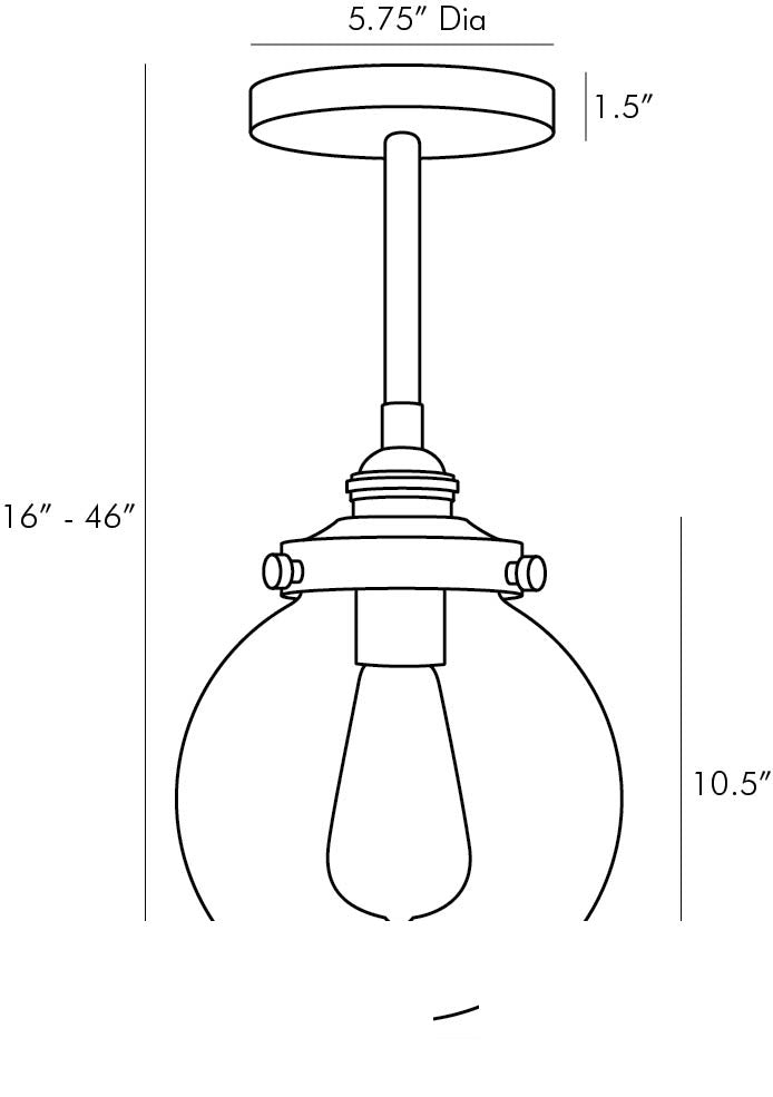 Reeves Small Outdoor Pendant 49210 technical dimension drawing