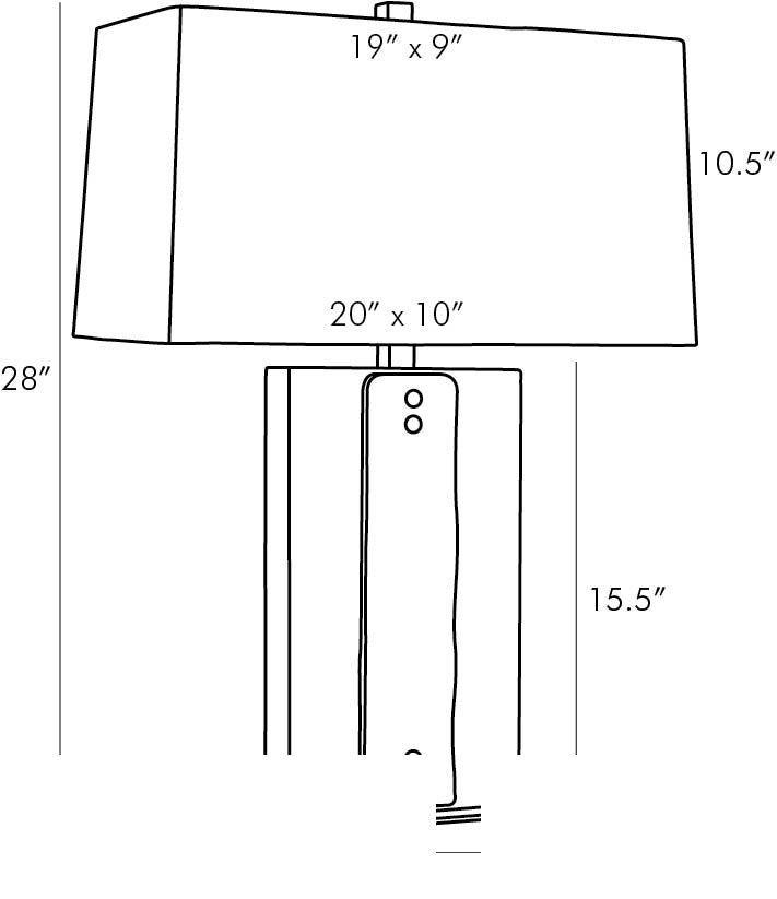 Uriah Table Lamp 49280-429 technical dimension drawing