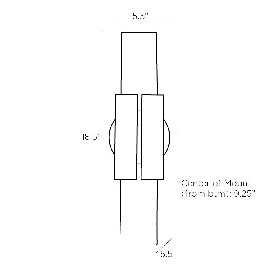 Monroe Wall Sconce 49836 technical dimension drawing