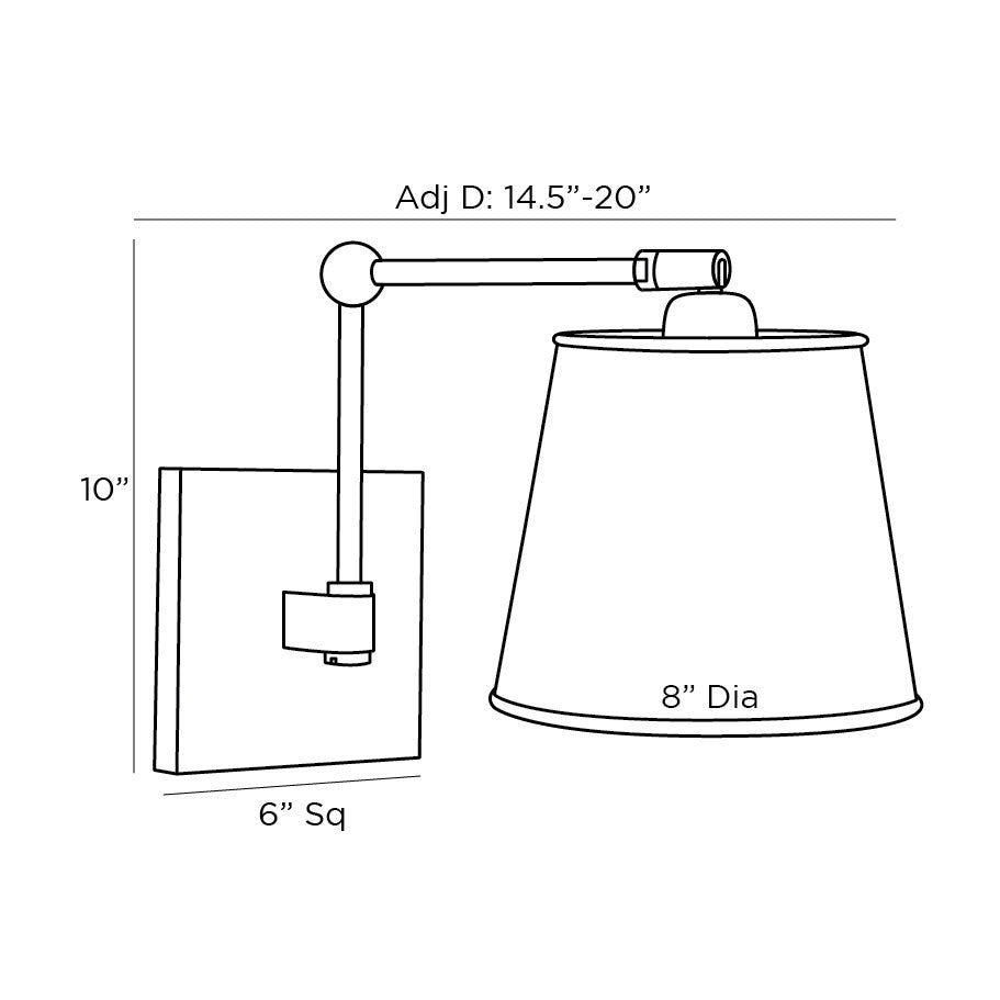 Watson Wall Sconce 49870 technical dimension drawing