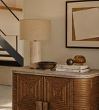 Cream Stone Table Lamp with Linen Shade - Erhaus product image 3