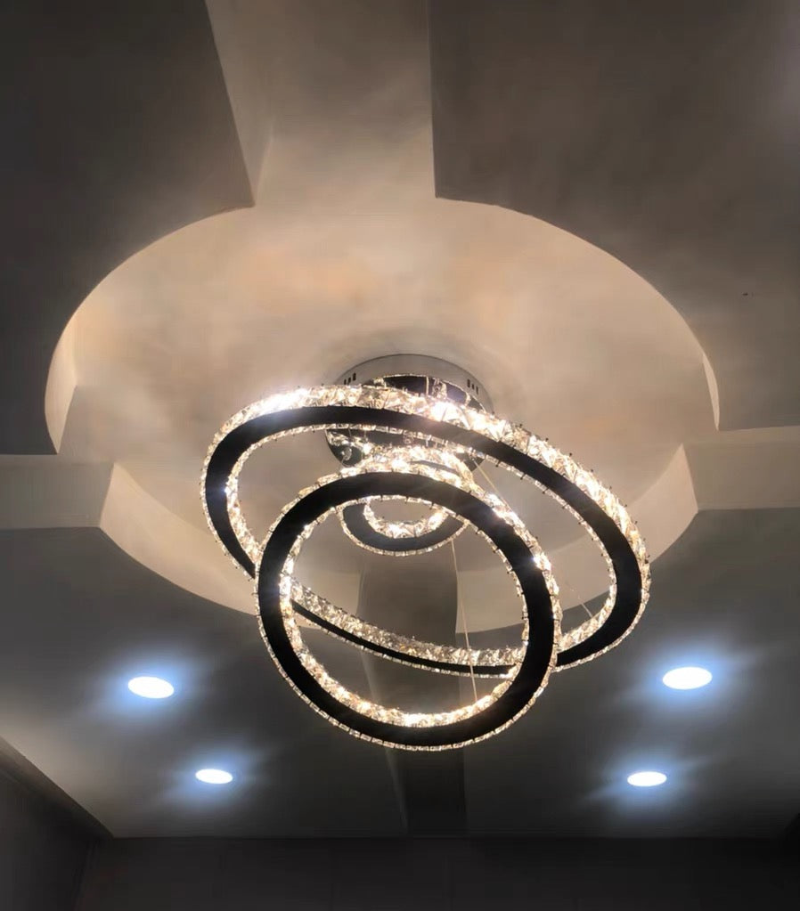Light Luxury 5 / 6 / 7 Rings Crystal Chandelier for Staircase / foyer / villa