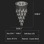 Modern Light Luxury Multi-Layered Openwork Leaf Crystal Chandelier for Living Room / Staircase / duplex