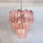 Murano Glass Chandelier – 48 Tubes – Alabaster Pink
