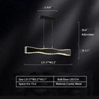 Modern Minimalist Art Wave Crystal Chandelier Suit in Black Finish for Living Room & Dining Room