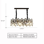 Modern Black Chandelier with Leaf-Shaped Crystal Suit for Living & Dining Room
