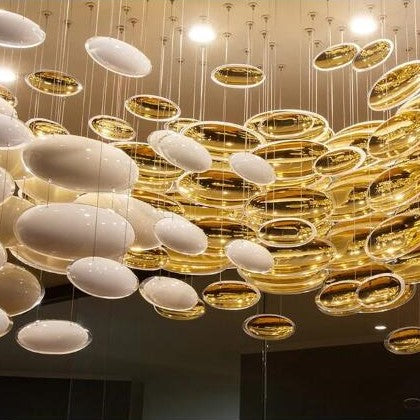 Modern Artistic Unique Golden Dragon Egg Pendant Ceiling Light for Staircase / Sales Center / Hotel
